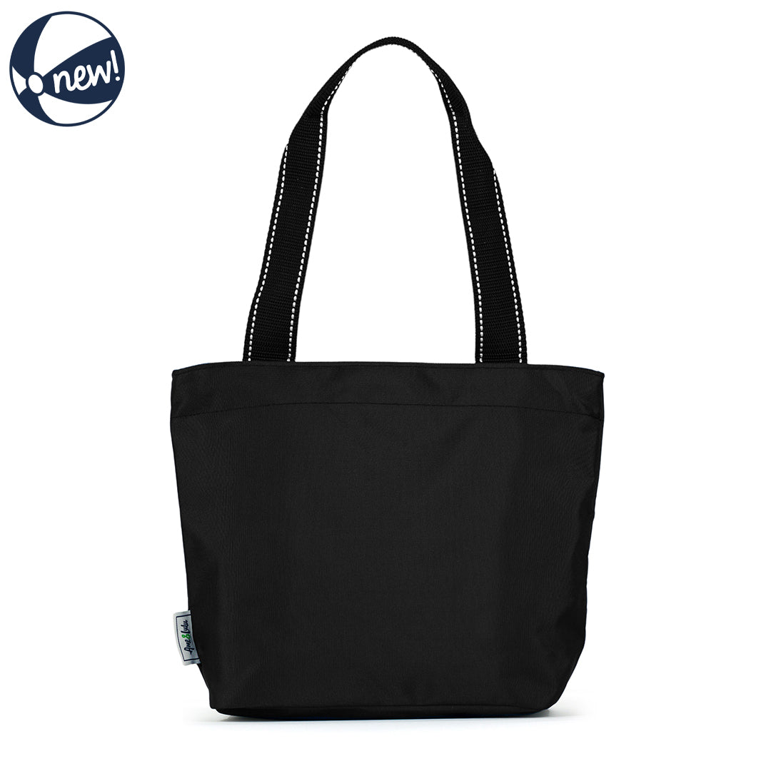 front view of black mini surfside tote