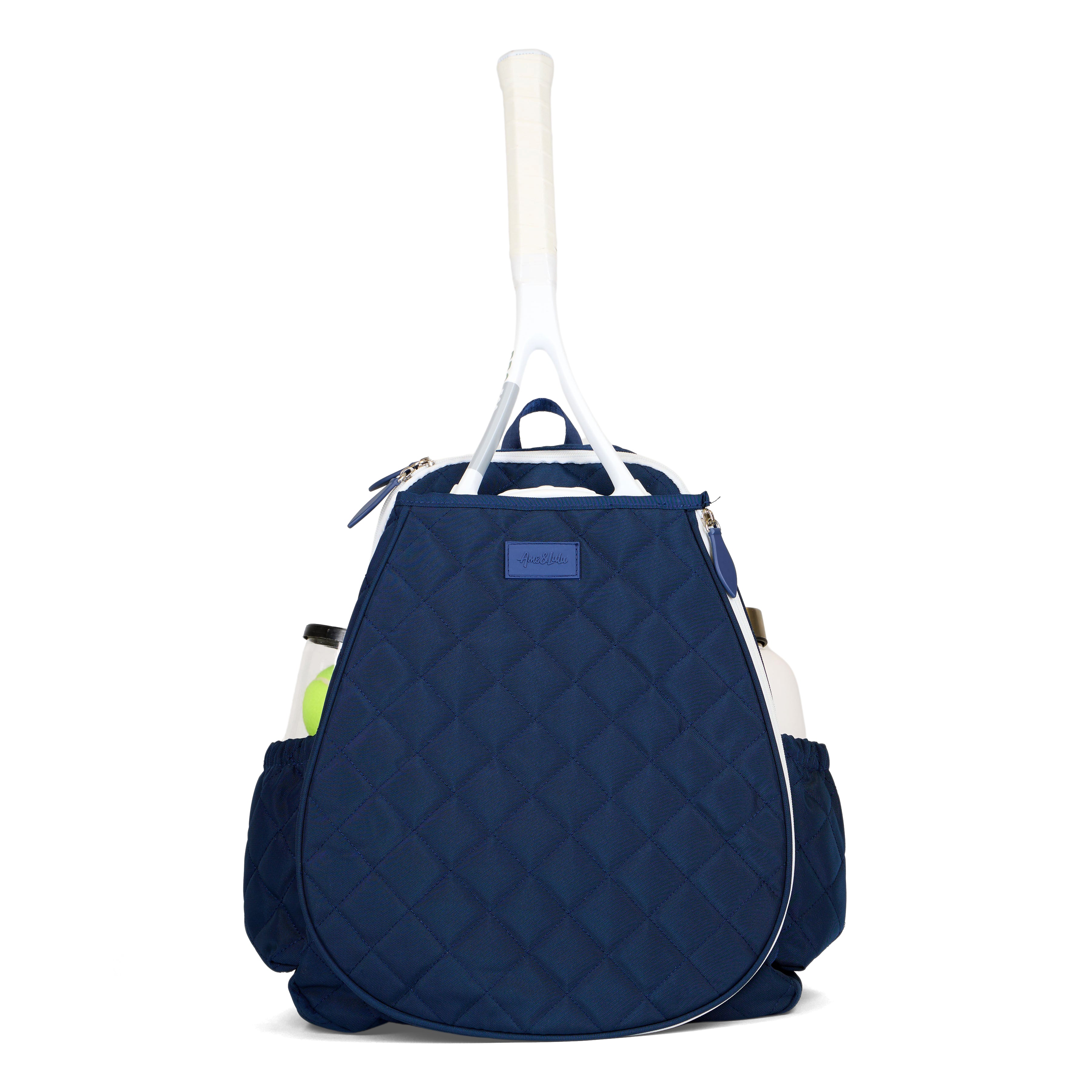 AME & LULU Ladies Tennis Invitational Backpack Navy Green Striped Tennis 2019 Game On Tennis Backpack – Ame & Lulu main image 3