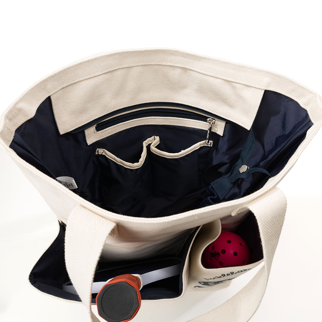 Interior view of pickler pickleball tote with inside pockets