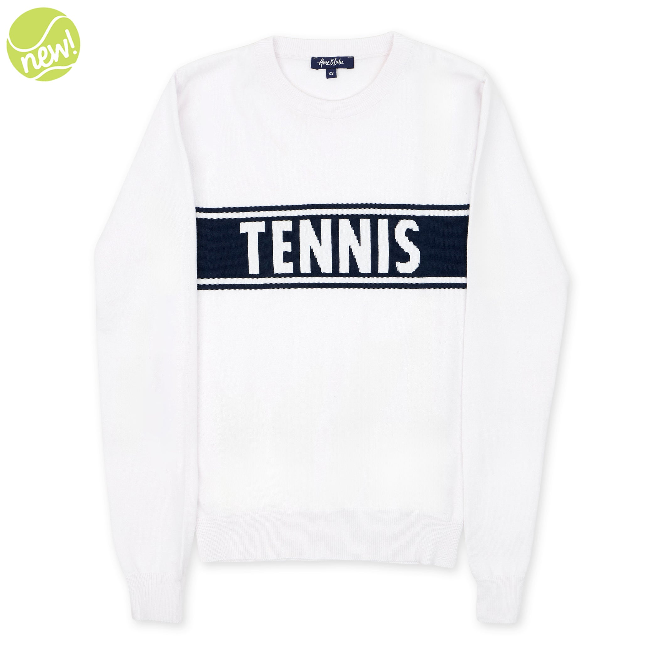 Ame & Lulu - Club Sport Sweater: White Light Blue Pickleball