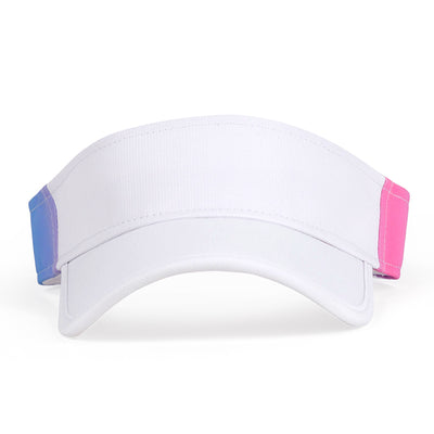 Front view of pink and blue ombre kids visor