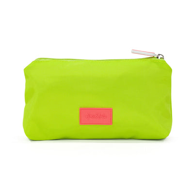 Back view of florescent yellow everyday pouch.