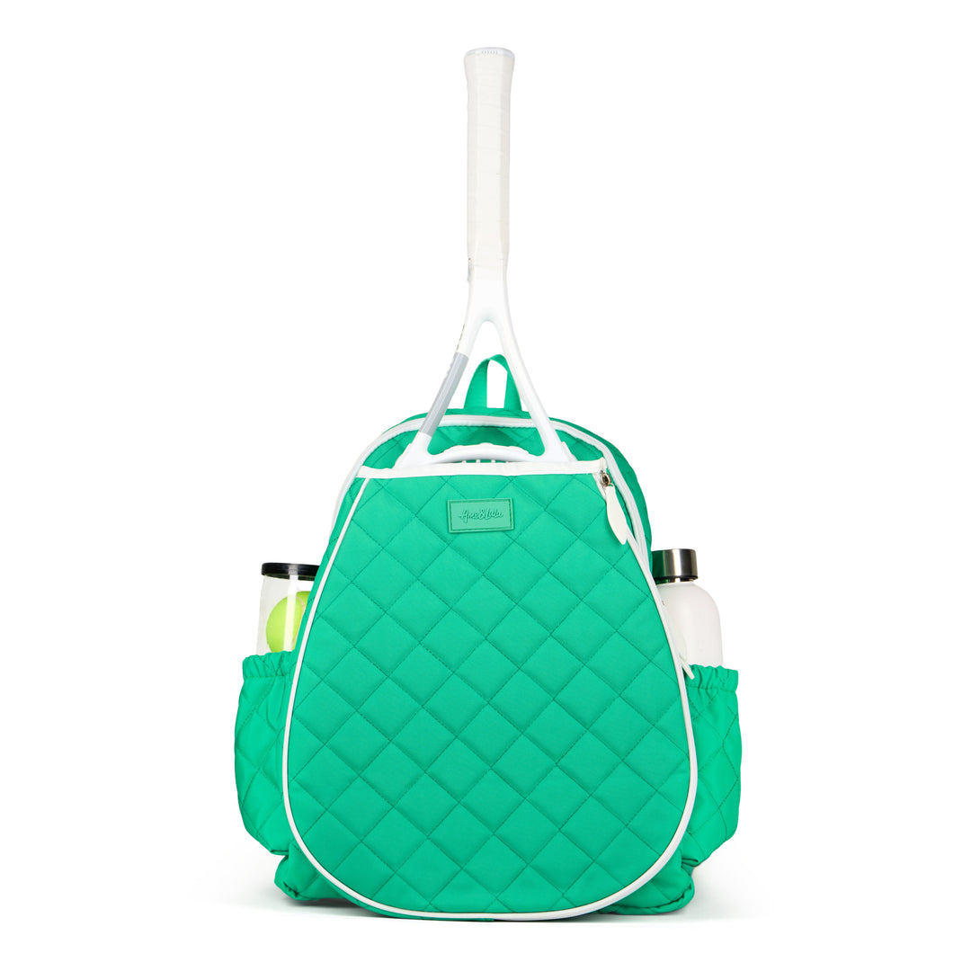 Women’s Quilted Olive Green Tennis Backpack with Contrast Stripe Ame & Lulu Game On Tennis Backpack - Quilted Jade | Tennis  main image 3