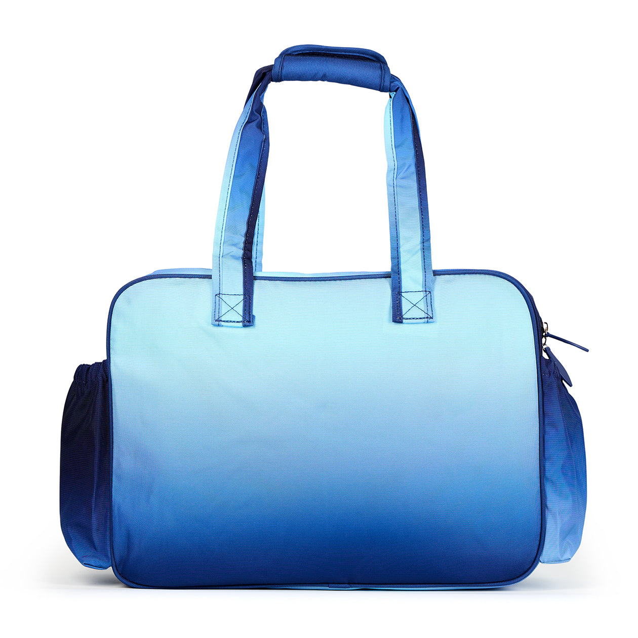 back view of navy ombre pattern pickleball tote