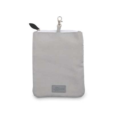 back view of grey tee pouch
