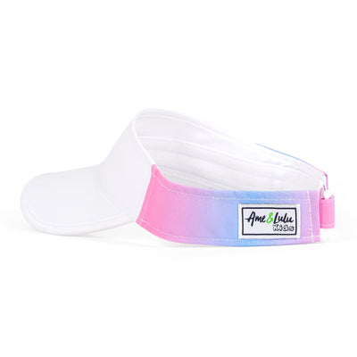 Side view of pink and blue ombre kids visor