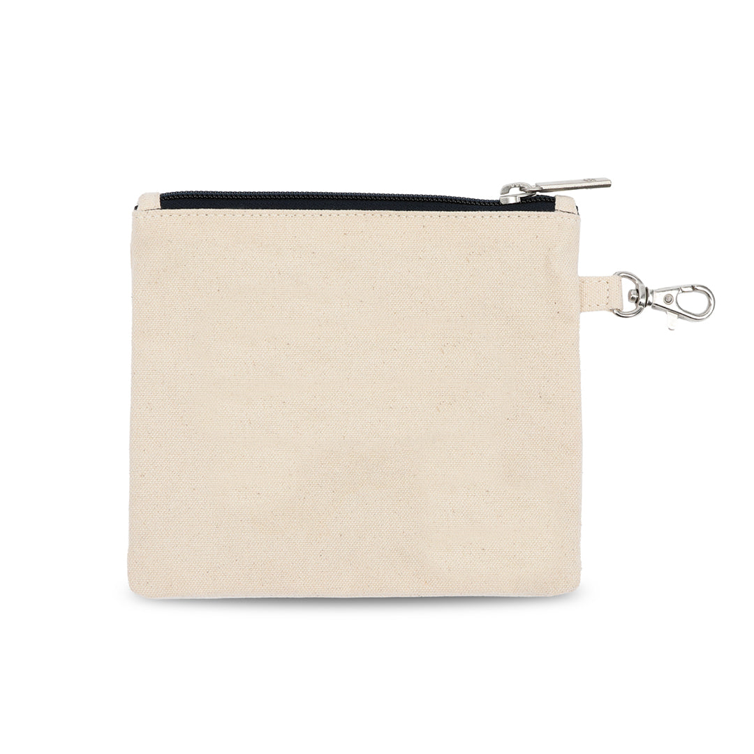 back view of small canvas tee pouch