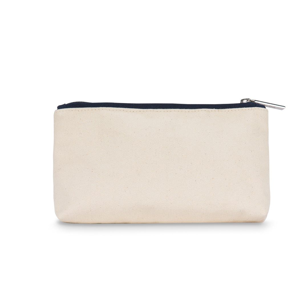 back view of tan canvas pouch