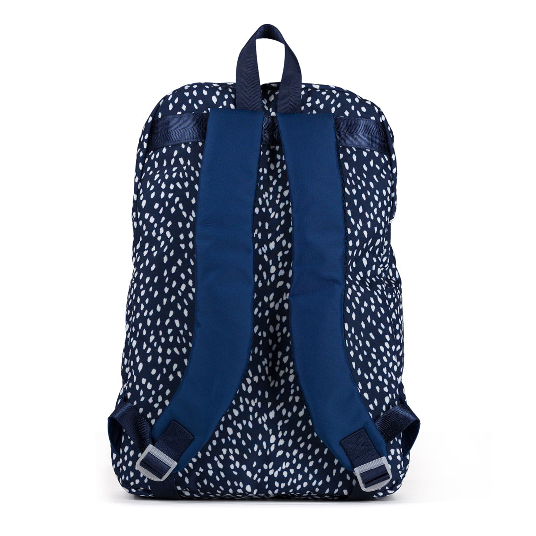 back view of navy antelope pattern pickleball backpack
