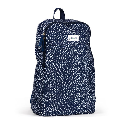 side view of navy antelope pattern pickleball backpack