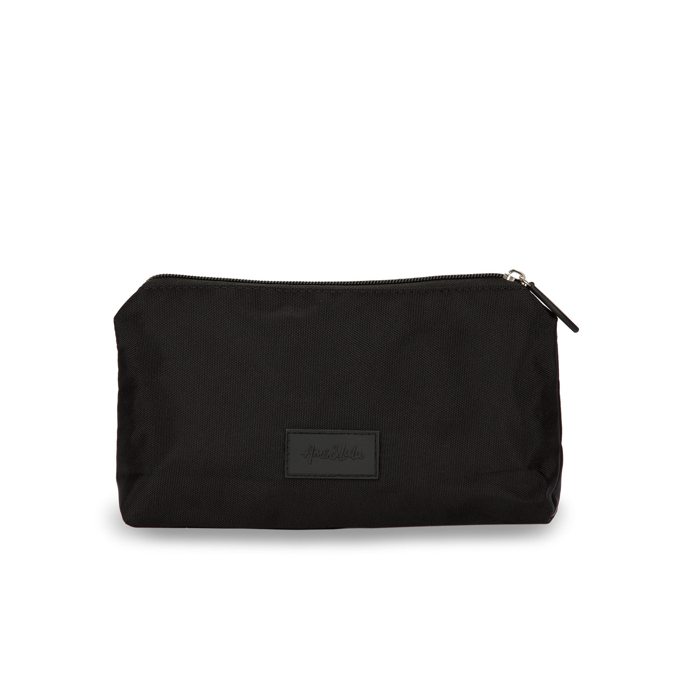 Back view of all black everyday pouch
