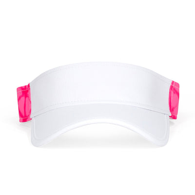 Front view of hot pink tie dye pattern kids visor