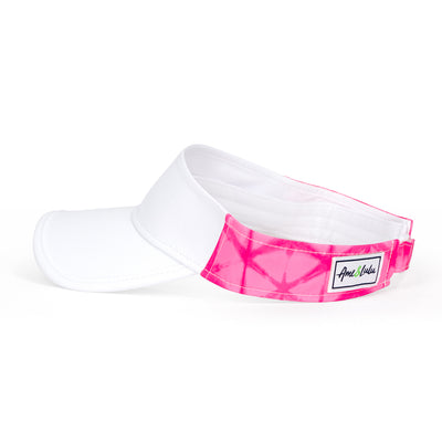 Side view of hot pink tie dye pattern kids visor