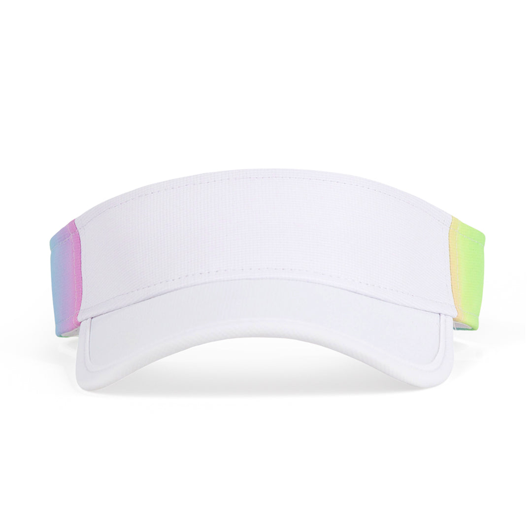 Front view of rainbow ombre kids visor.