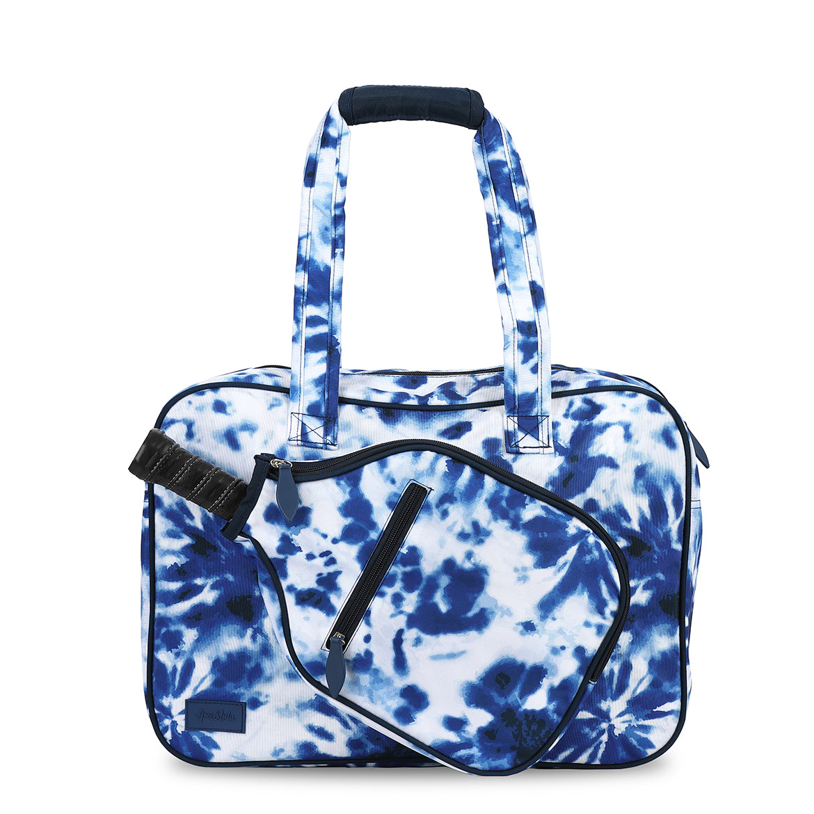 navy tie dye pattern pickleball tote