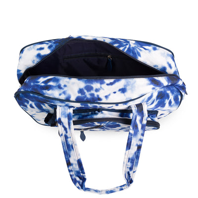 interior view of navy tie dye pattern pickleball tote