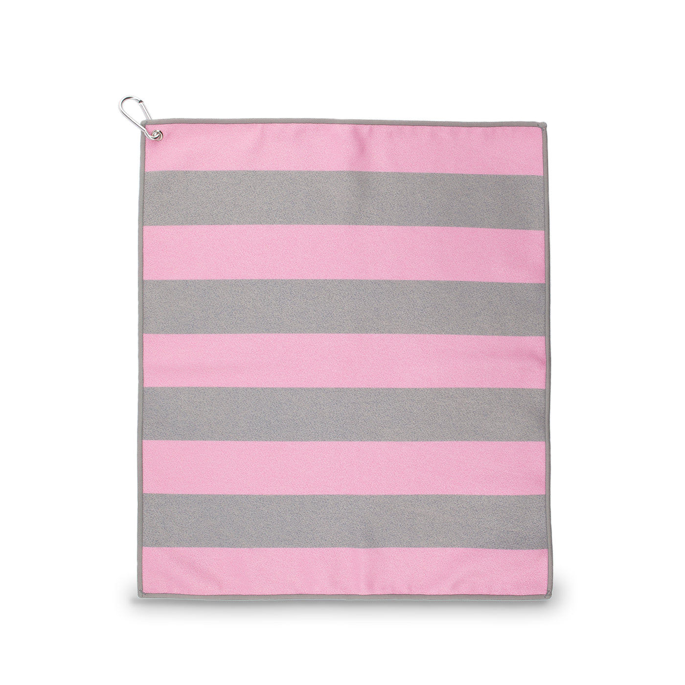 pink and grey stripe towel