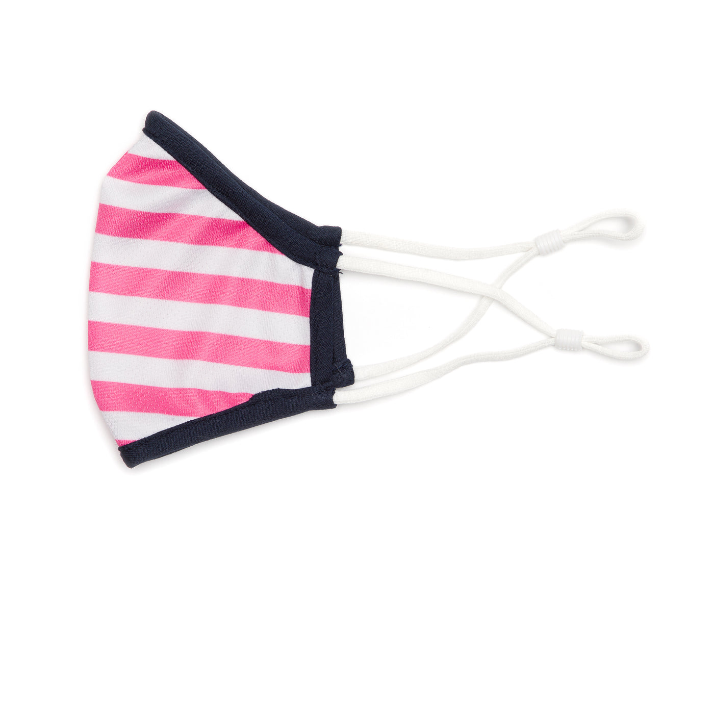 pink and white striped kids face mask