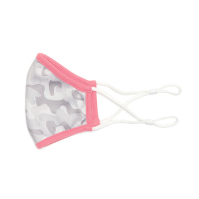 grey camo with pink trim kids face mask