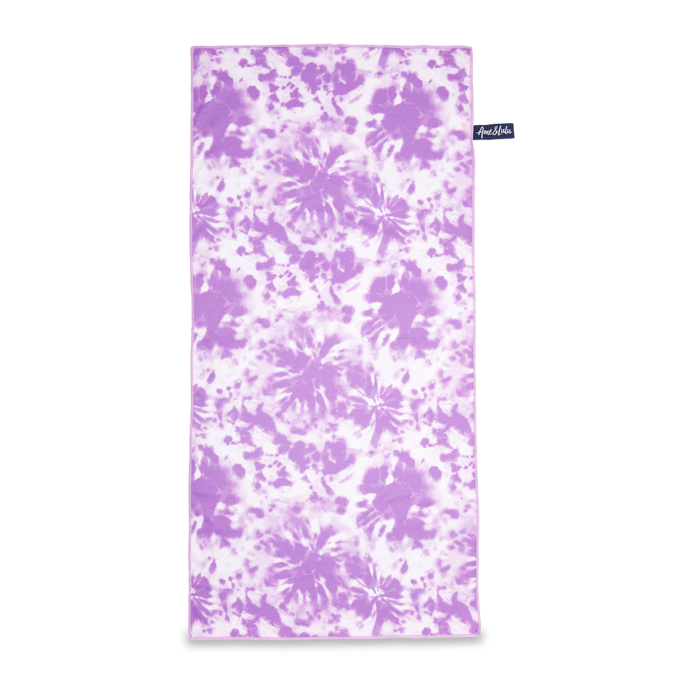 Lavender purple tie dye rectangular towel with purple trim