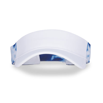 front view of navy tie dye womens visor