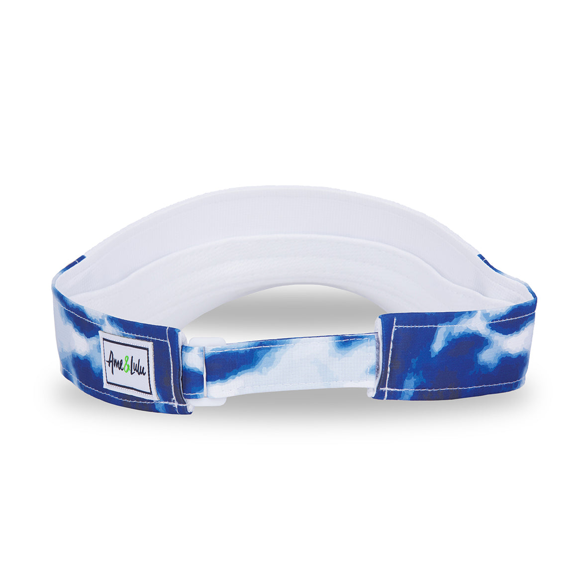 back view of navy tie dye womens visor